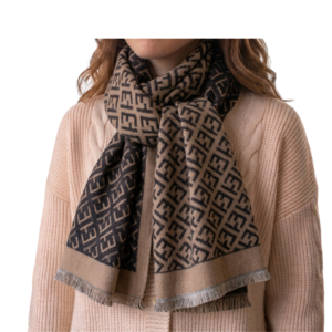 BUFANDA GEOMETRIC DOBLE FAZ CAFÉ - NEGRO