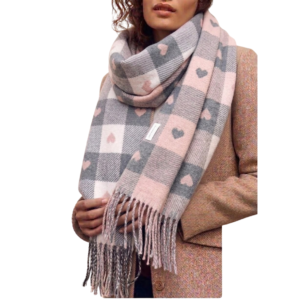 BUFANDA AMOUR DOBLE FAZ ROSA-GRIS