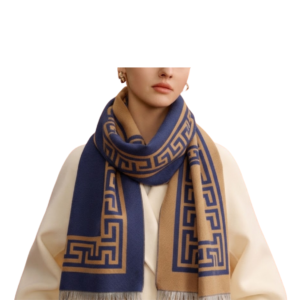 BUFANDA CLEO DOBLE FAZ AZUL / BEIGE